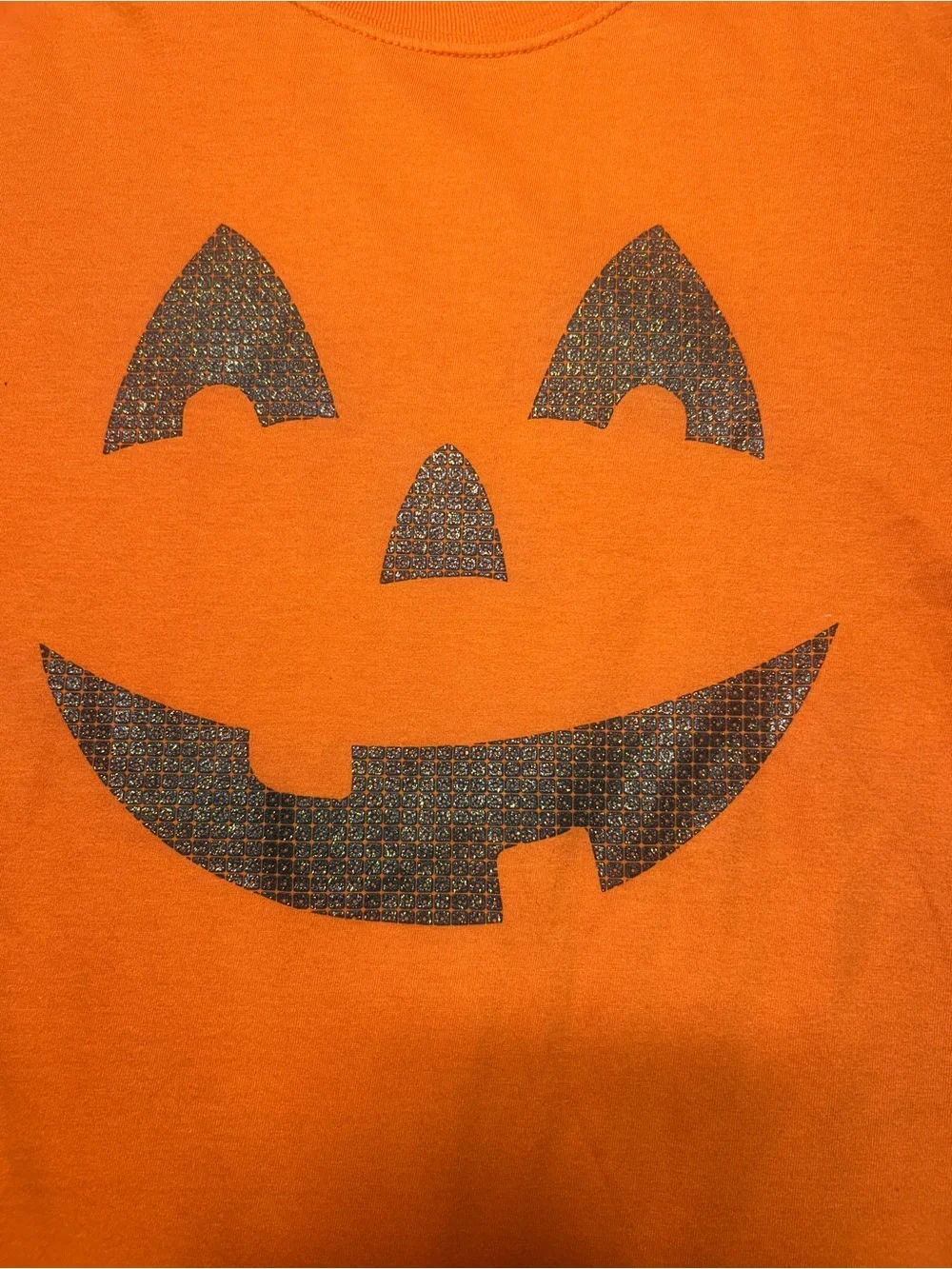 Kids Orange Pumpkin Face Halloween Costume Tee